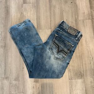 (SOLD)Men’s Buckle Salvage Jeans 33x30 Dark Wash Slim Straight Fit